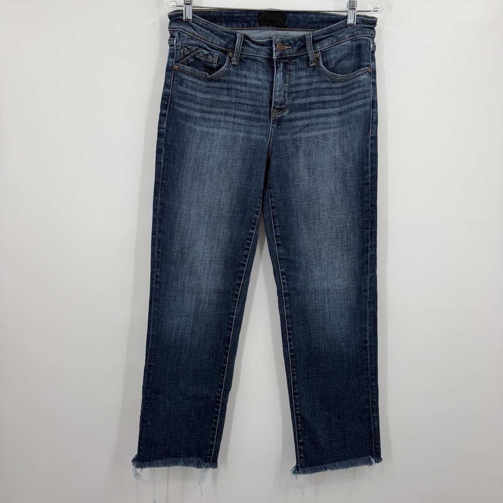 Buckle Black Jeans Womens 28 Blue Straight Distressed Frayed Hem